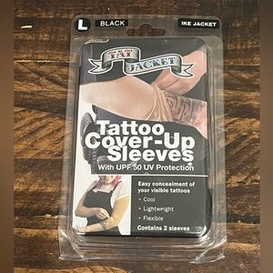 New Pair Large Black Tattoo Cover Up Sleeves Arm Calf Slip Free Stretch Nylon